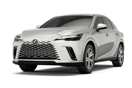 Front exterior three-quarter view of a light gray Lexus RX
