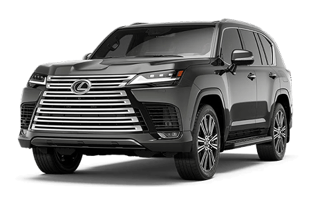 Front exterior three-quarter view of a dark gray Lexus LX