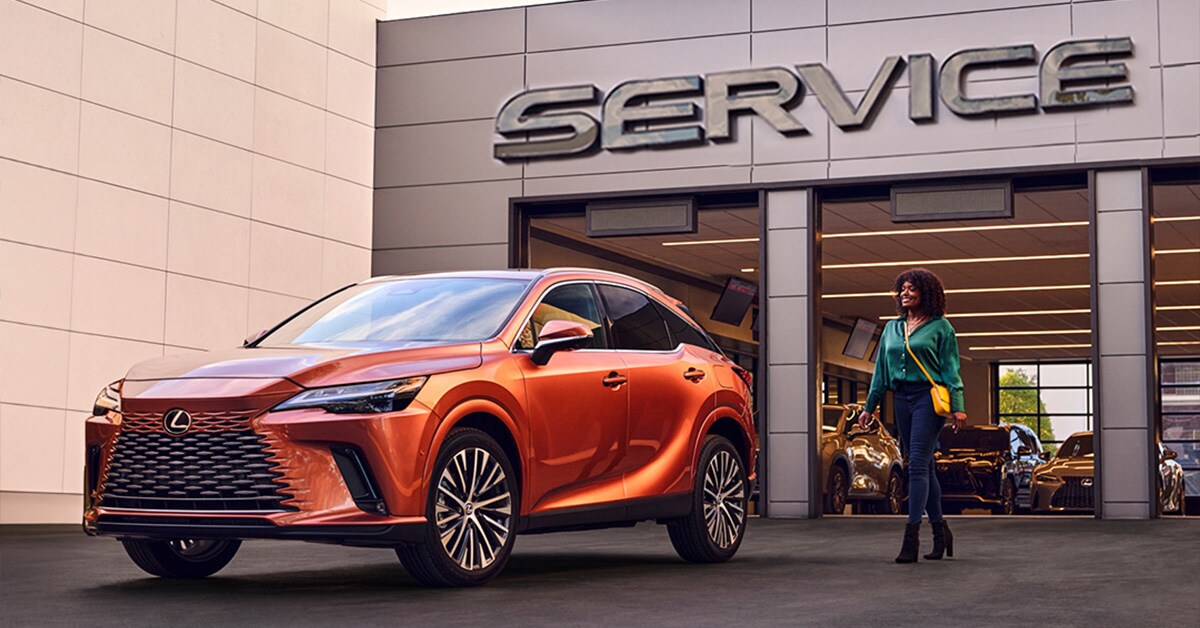 Lexus service customer walking out