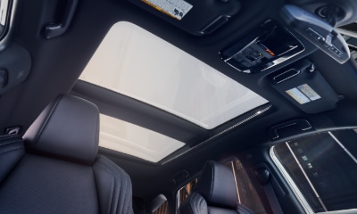 interior of a Toyota Venza showing seatbacks and sunroof
