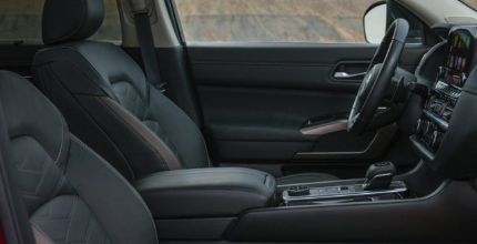 interior driver's seat in a Nissan Pathfinder viewed from the side
