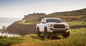 Toyota Tacoma parked on cliffs
