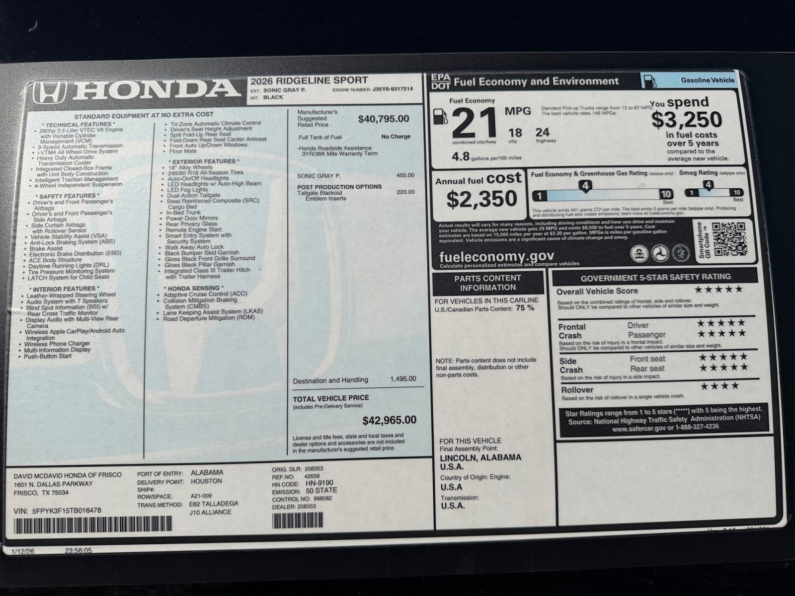 2026 Honda Ridgeline Sport - Photo 35