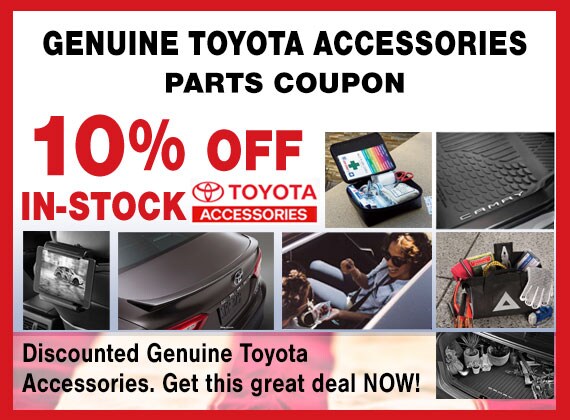 Toyota Accessories Savings Coupon Toyota Accessories Savings Coupon from Larry H. Miller Toyota, Peoria Parts Department