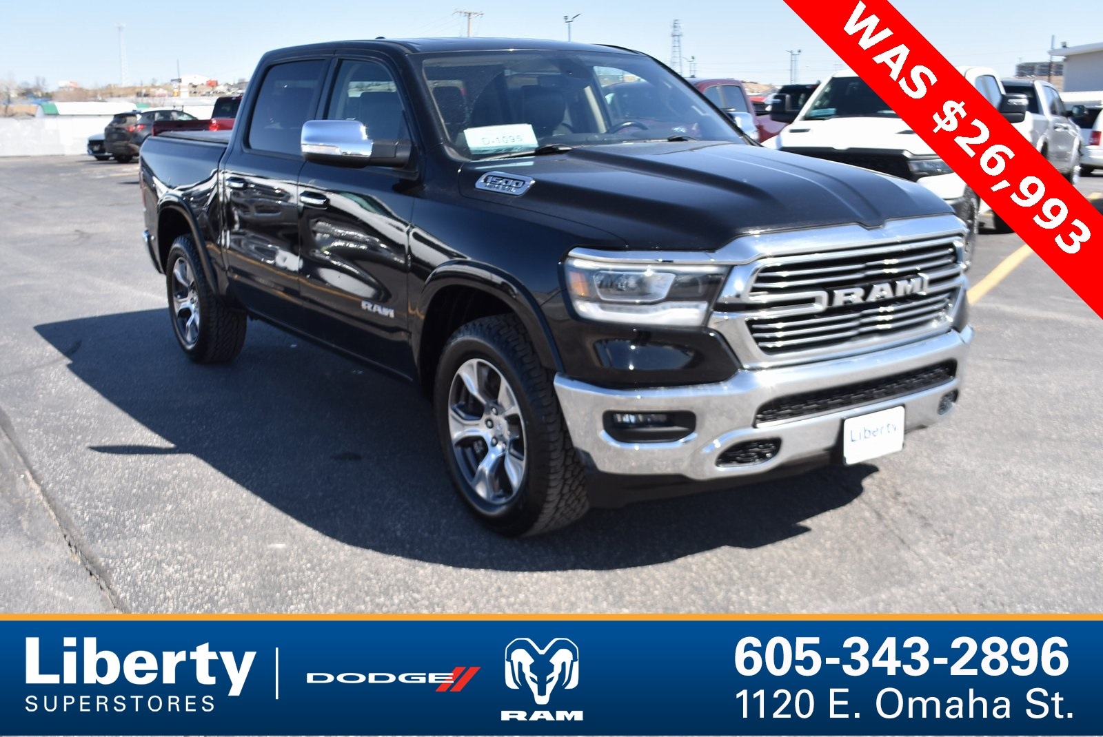 Used 2019 RAM Ram 1500 Pickup Laramie with VIN 1C6SRFJT3KN786786 for sale in Rapid City, SD