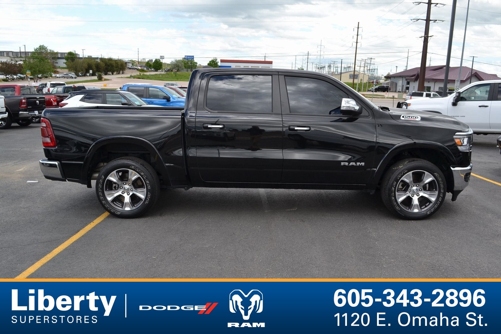 Used 2022 RAM Ram 1500 Pickup Laramie with VIN 1C6SRFJM5NN344105 for sale in Rapid City, SD