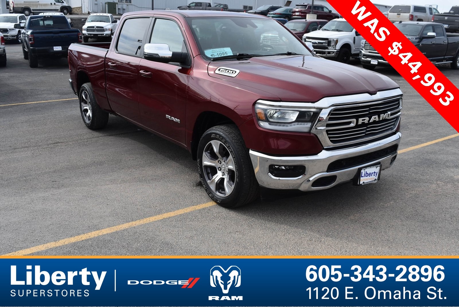Used 2023 RAM Ram 1500 Pickup Laramie with VIN 1C6SRFRT0PN562757 for sale in Rapid City, SD