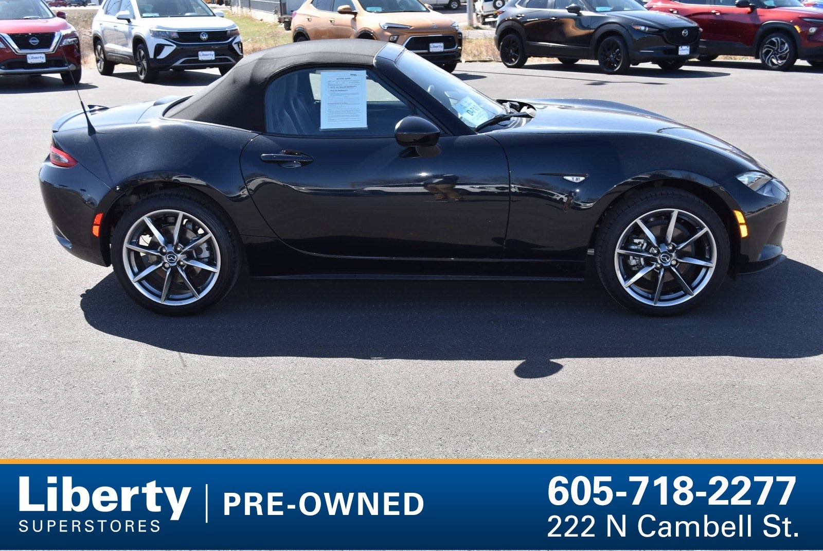 Certified 2023 Mazda MX-5 Miata Grand Touring with VIN JM1NDAD78P0552380 for sale in Rapid City, SD