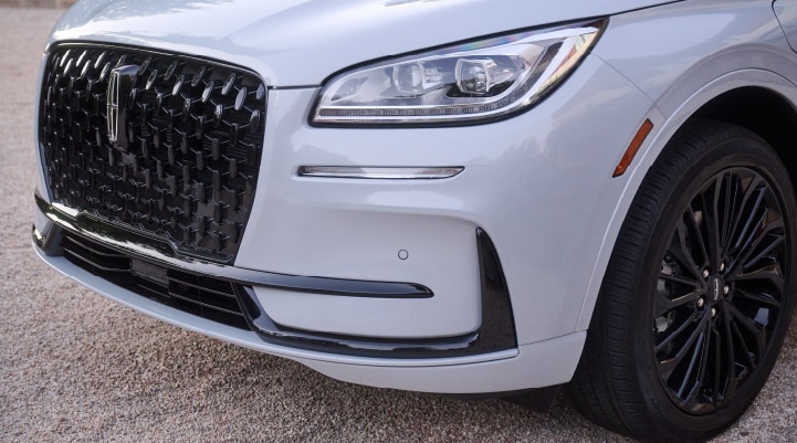 The all-black grille of the available Jet Appearance Package on a 2026 Lincoln Corsair® SUV is shown.