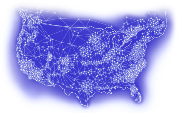 A map of North and Central America displays major cities.