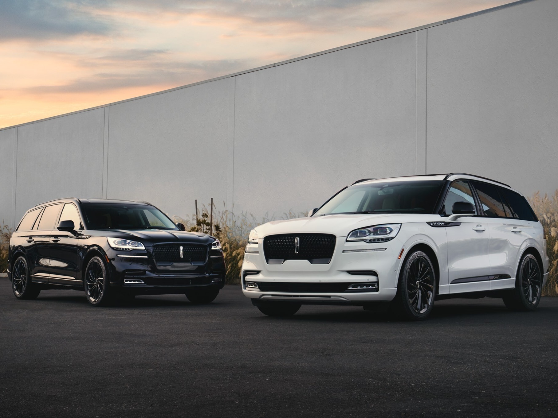 Two Lincoln Aviator® SUV models are parked next to each other.
