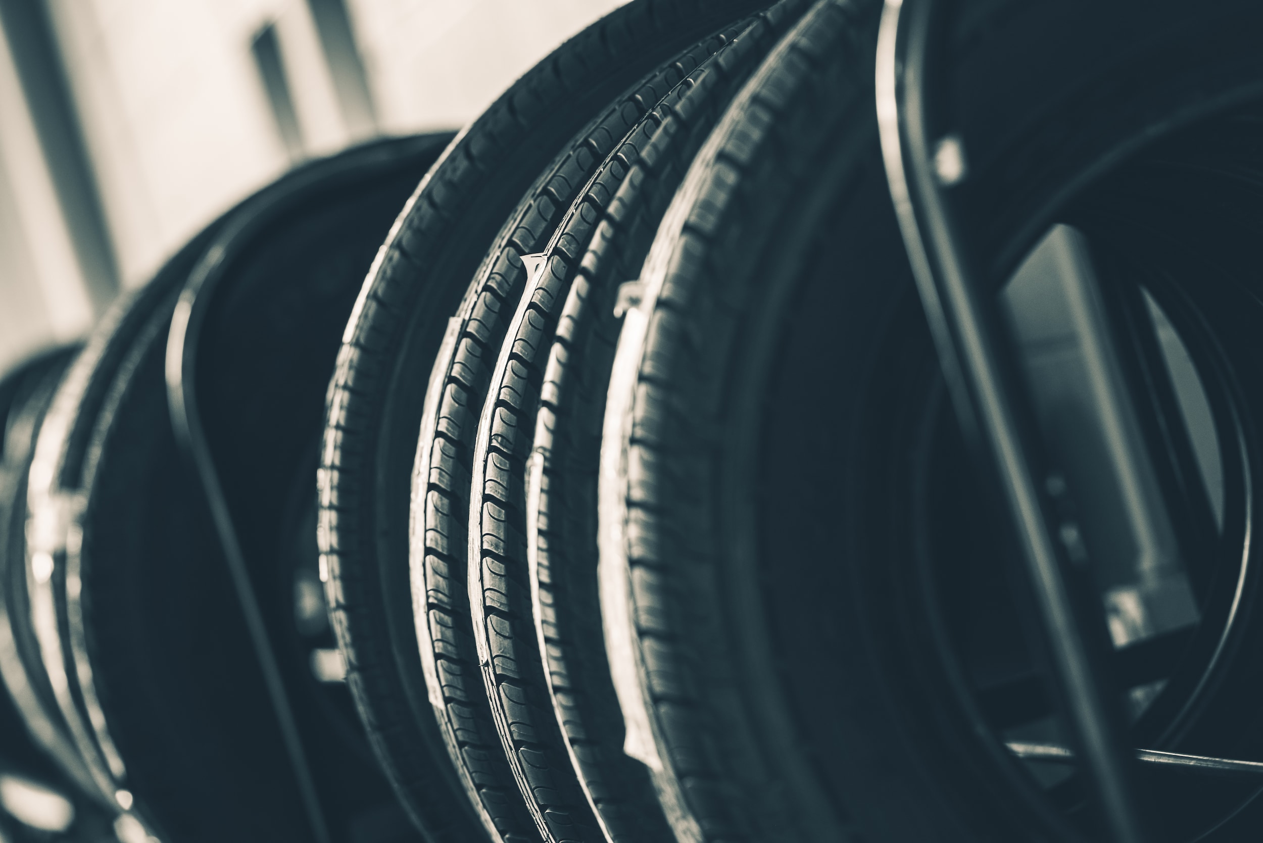 What different tire options are available at Lincoln of New Bern | New tires on rack