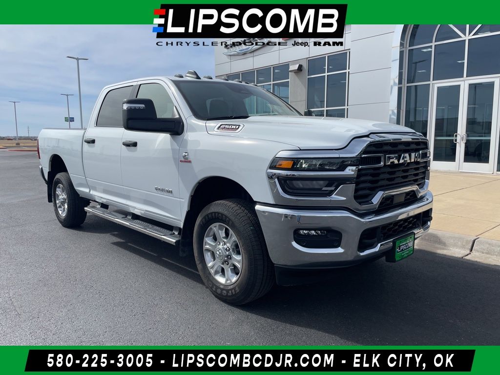 Bright White 2025 RAM 2500 Big Horn Crew Cab 4WD Pickup Truck Four-Wheel Drive 8-Speed Automatic