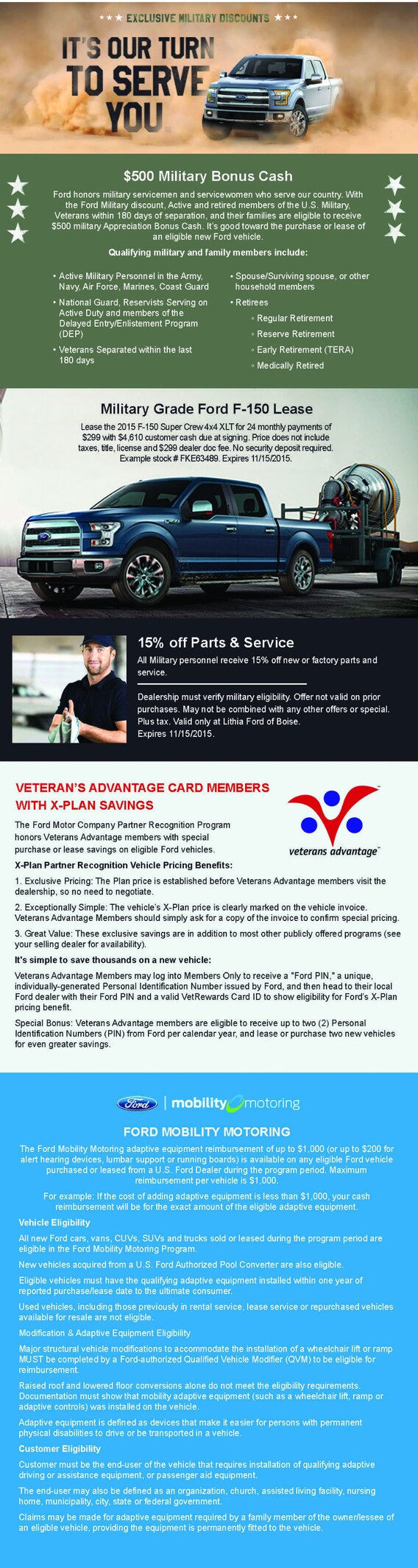 ford company parts on Veteran S Day Offers Lithia Ford Lincoln Of Boise
