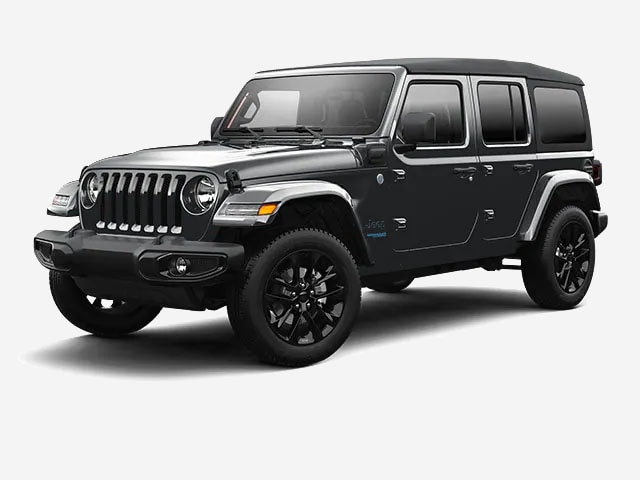 A picture of a black Jeep Wrangler 4xe SUV.