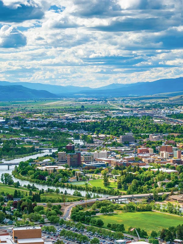 A view of the skyline of Missoula, MT