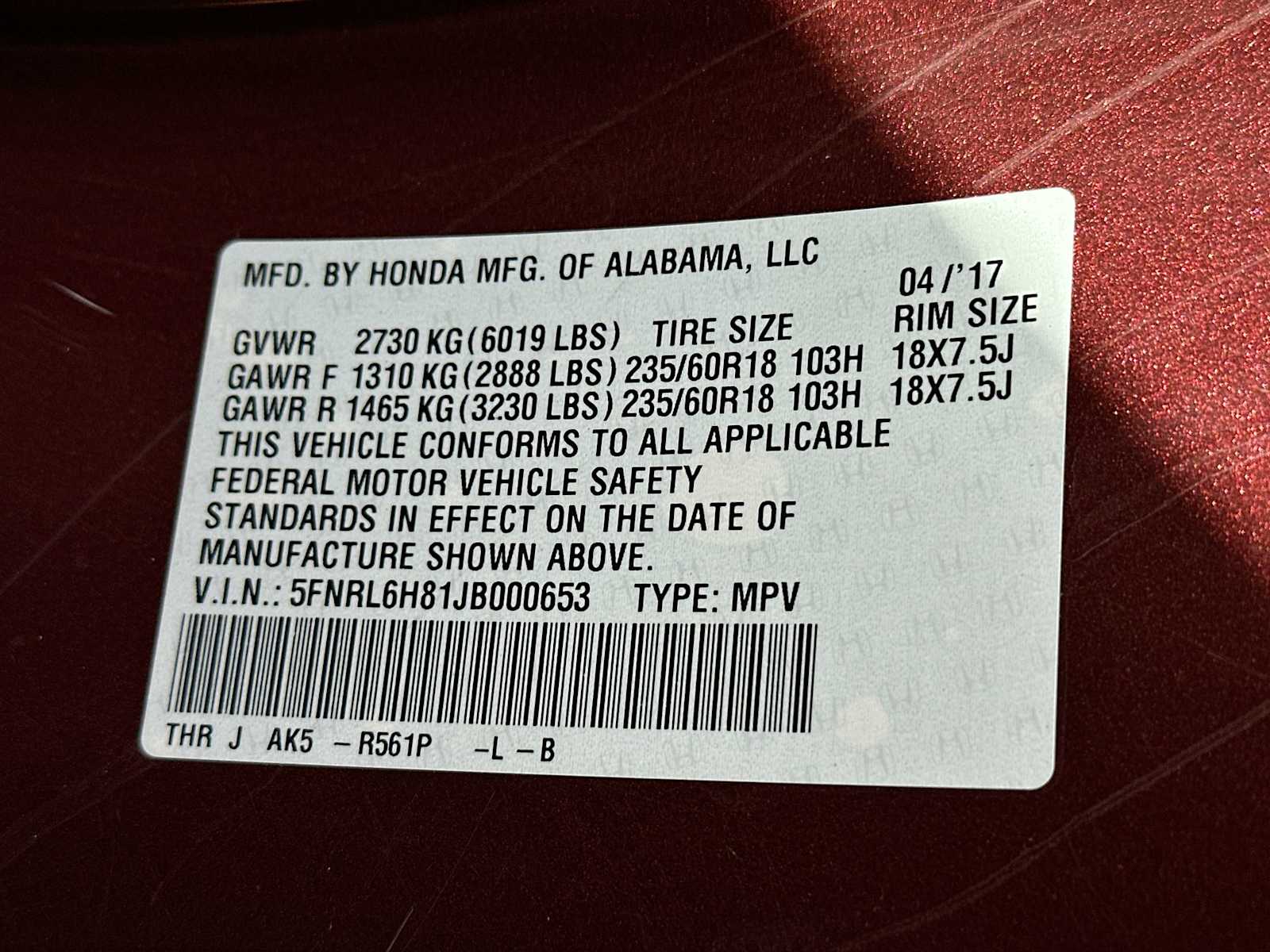 Thumbnail: 2018 Honda Odyssey - 22