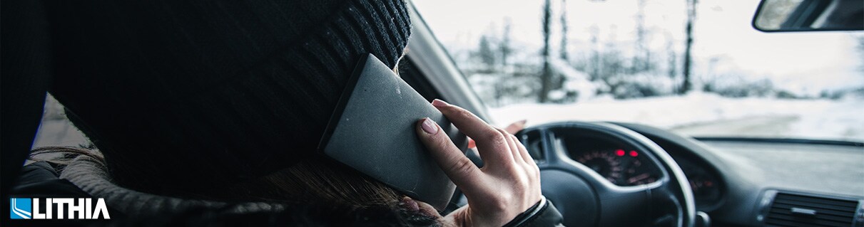 Distracted Driver Texting in Winter