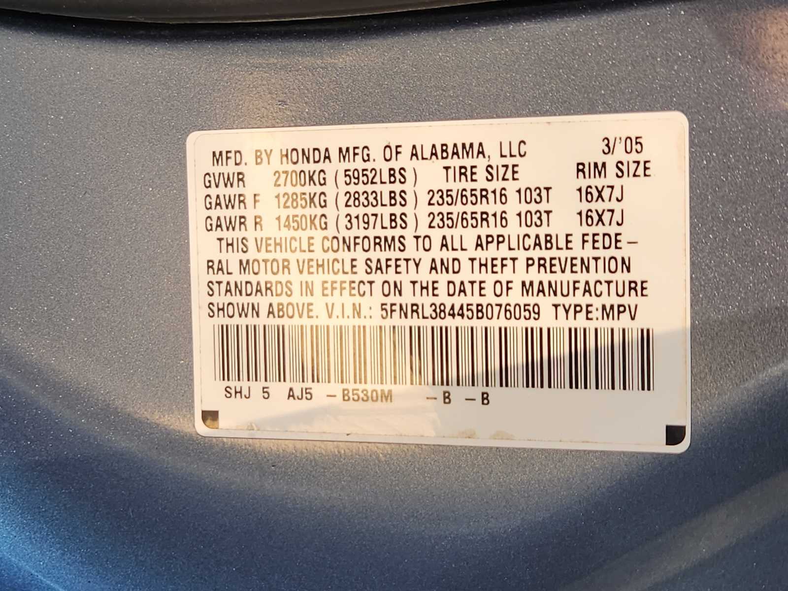 Thumbnail: 2005 Honda Odyssey - 22