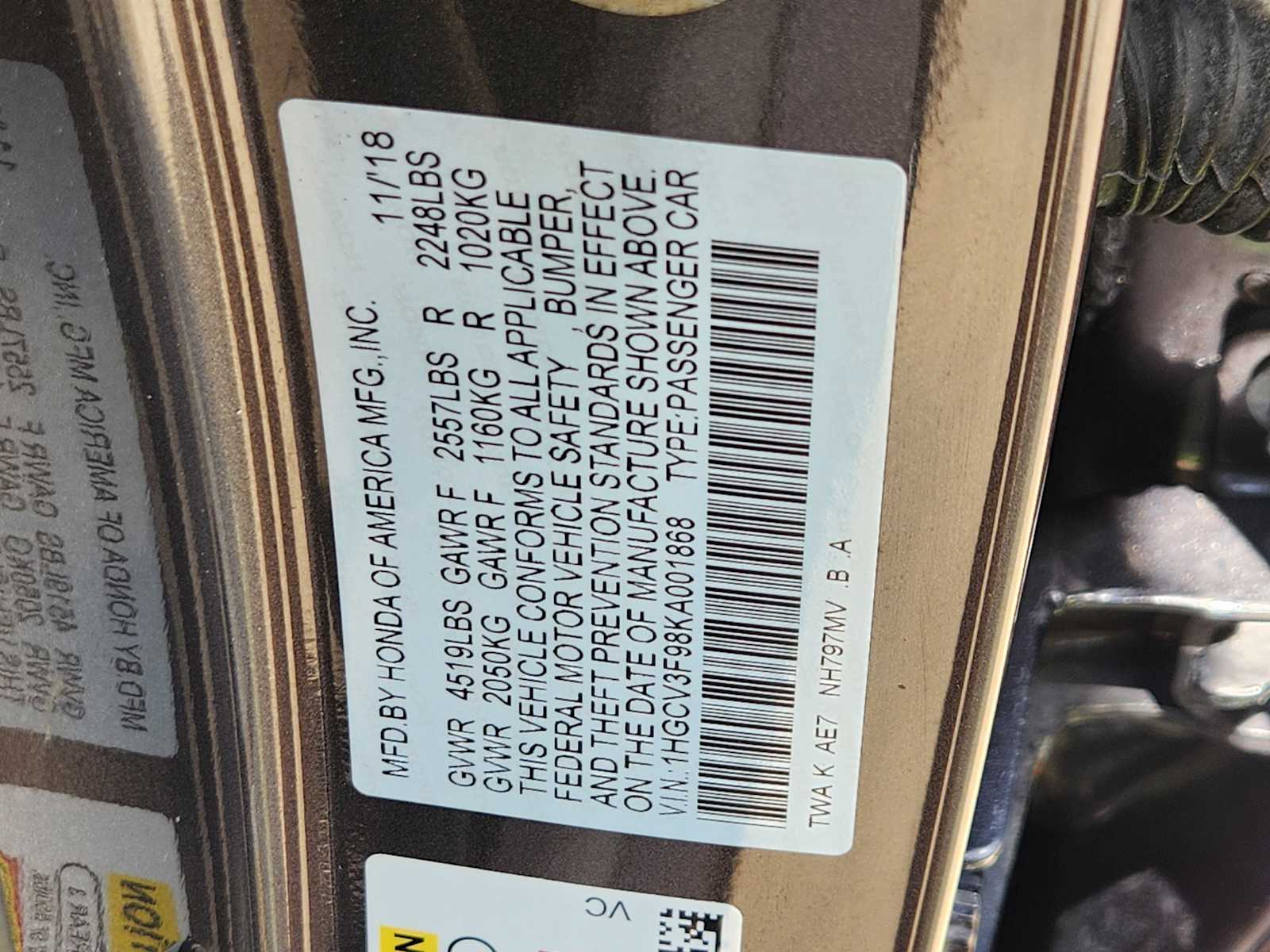 2019 Honda Accord Touring 21