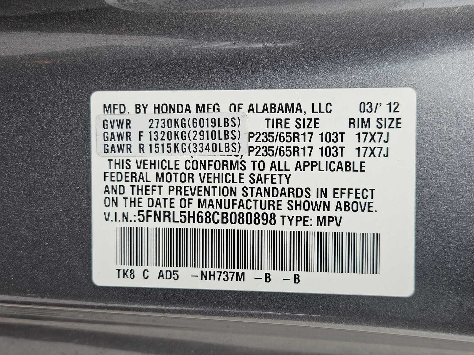 Thumbnail: 2012 Honda Odyssey - 31