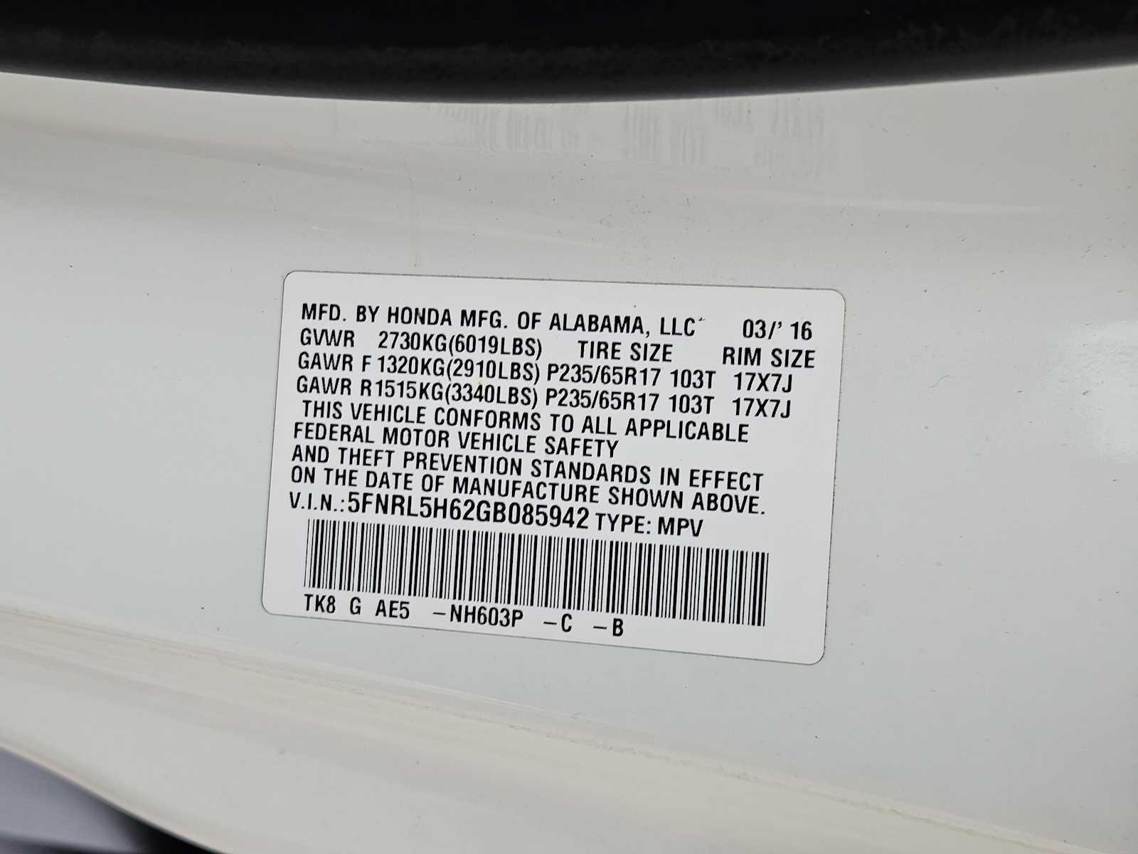 Thumbnail: 2016 Honda Odyssey - 33