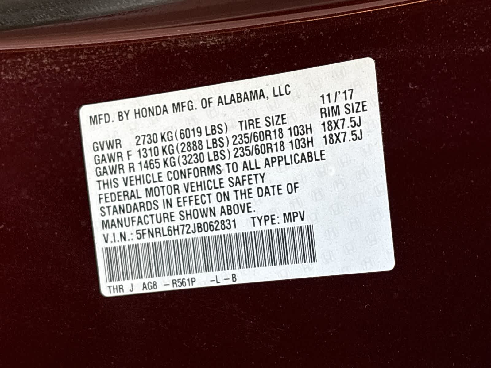 Thumbnail: 2018 Honda Odyssey - 20