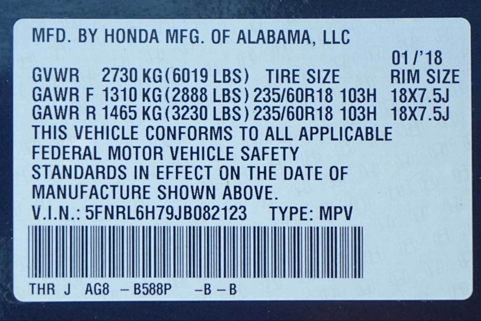 Thumbnail: 2018 Honda Odyssey - 30