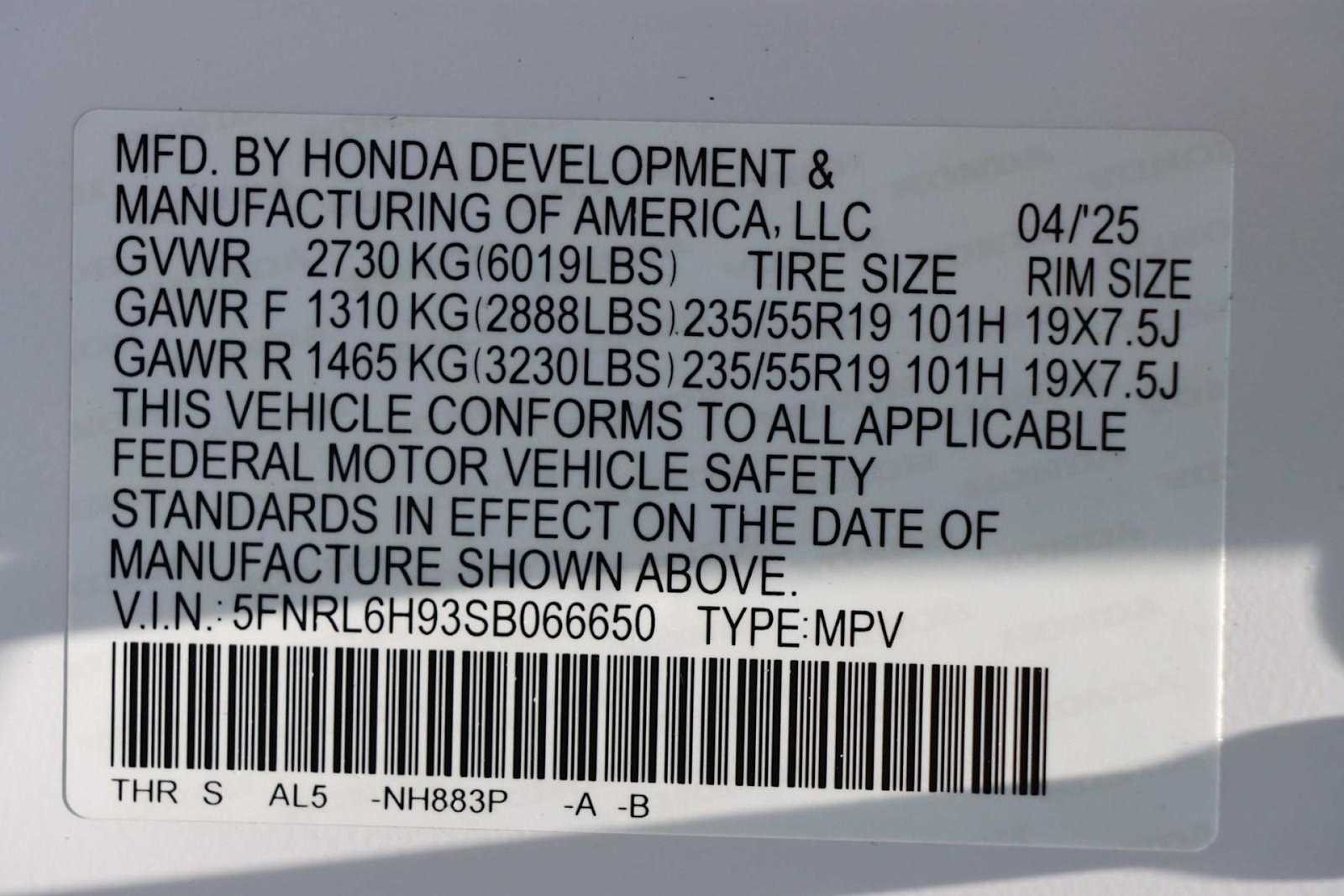 2025 Honda Odyssey Elite 21