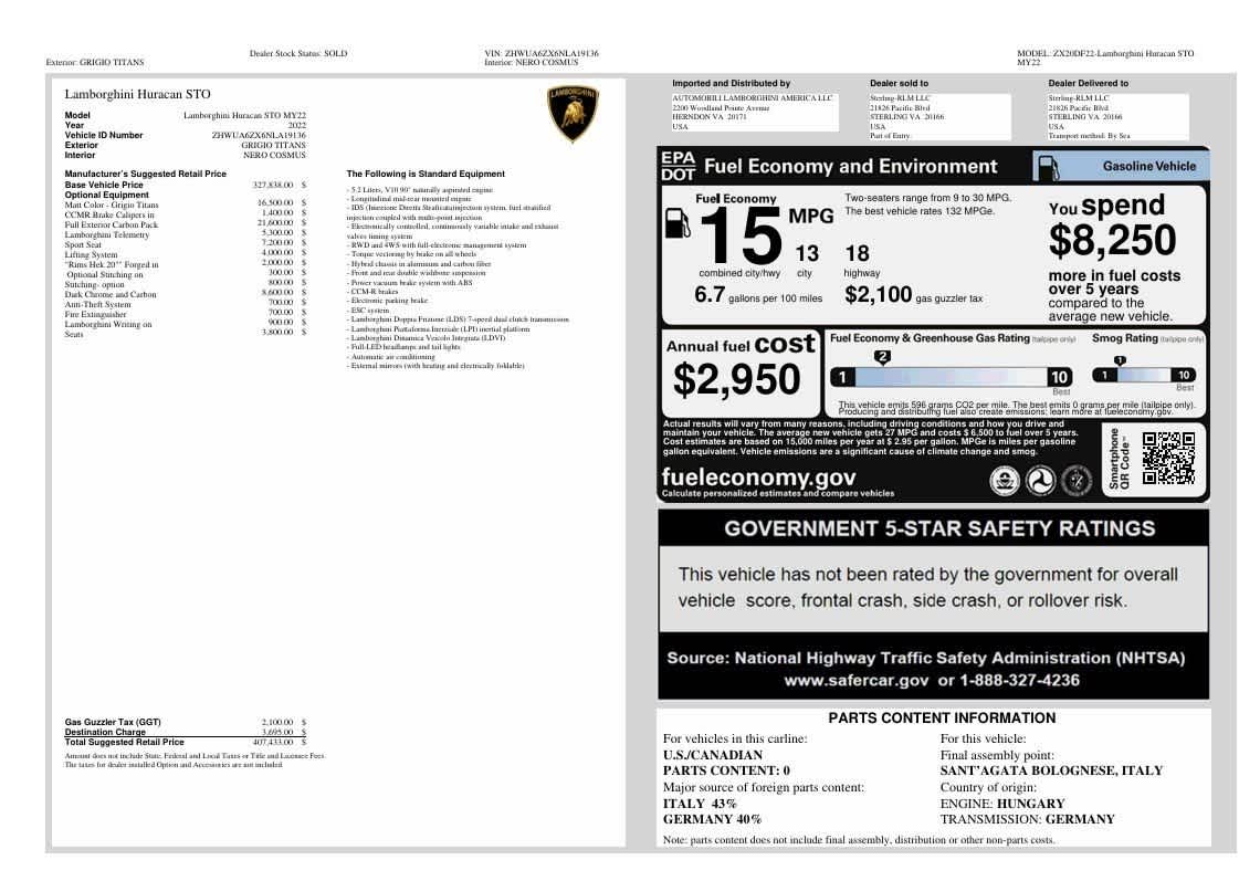 2022 Lamborghini Huracan STO -
                  Sterling, VA