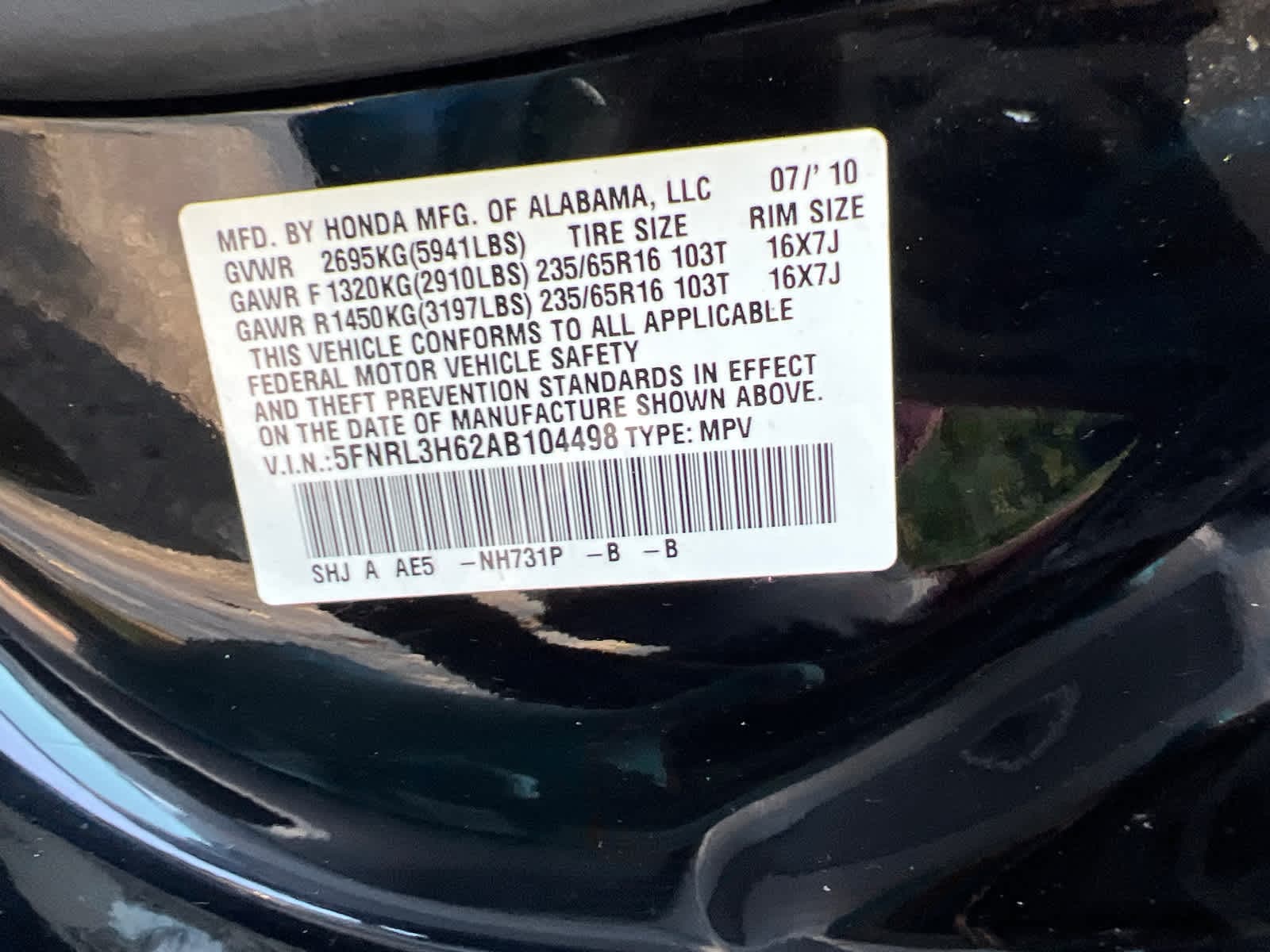 Thumbnail: 2010 Honda Odyssey - 17