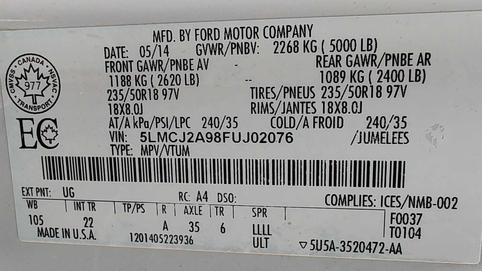 Thumbnail: 2015 Lincoln MKC - 20