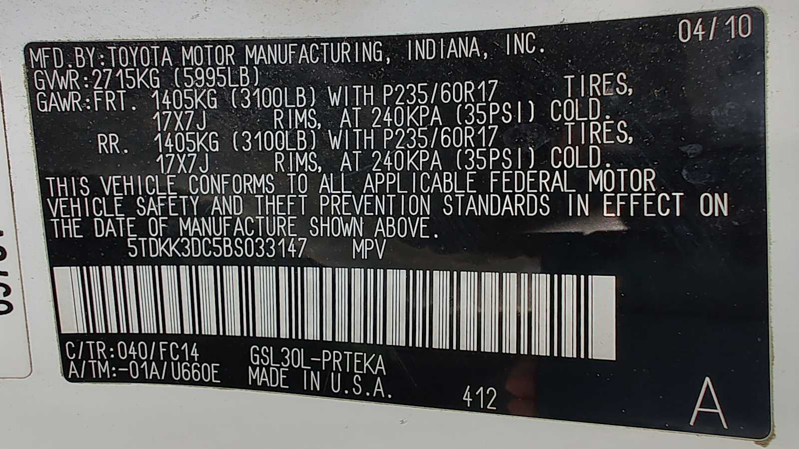 Thumbnail: 2011 Toyota Sienna - 4
