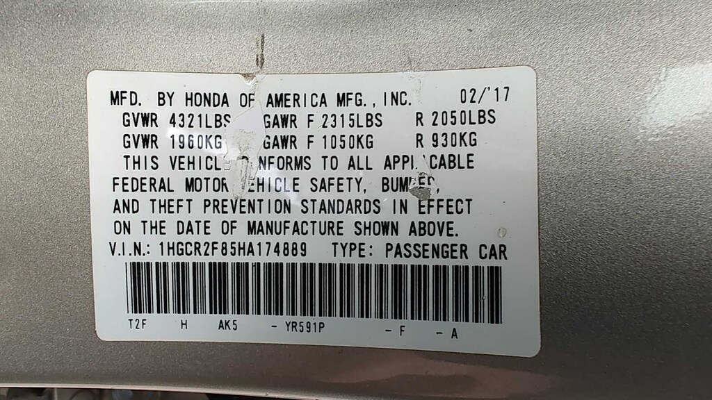 Used 2017 Honda Accord EX-L Sedan