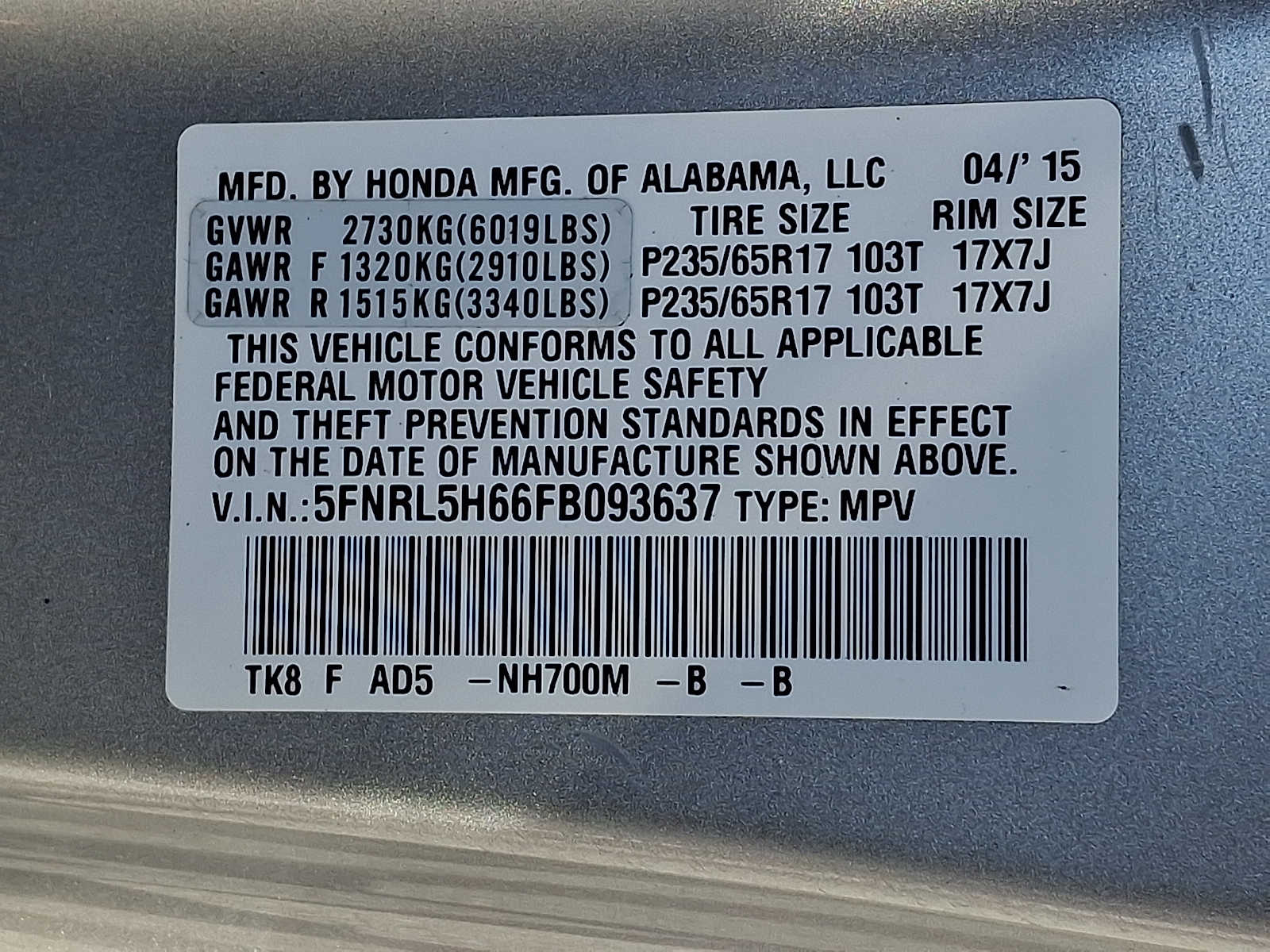 Thumbnail: 2015 Honda Odyssey - 28