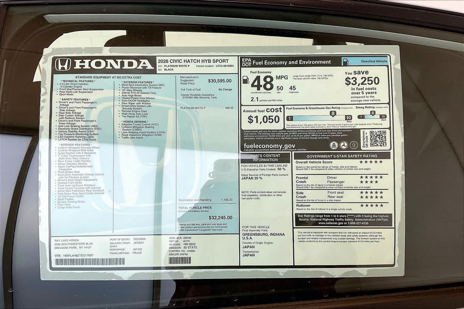2026 Honda Civic Hatchback Sport - Photo 23