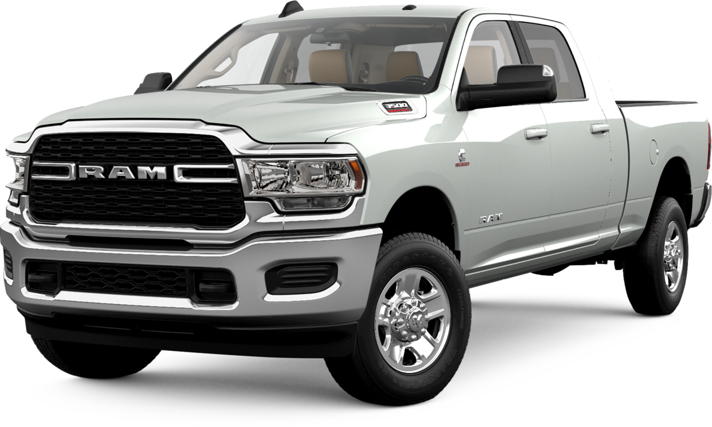 white Ram 3500 truck, no background