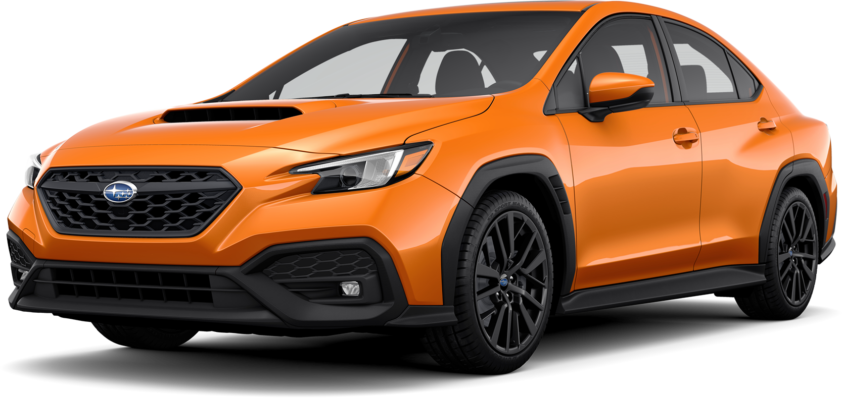 orange Subaru WRX sports sedan jellybean