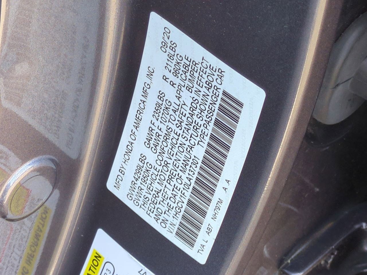 2020 Honda Accord LX 36