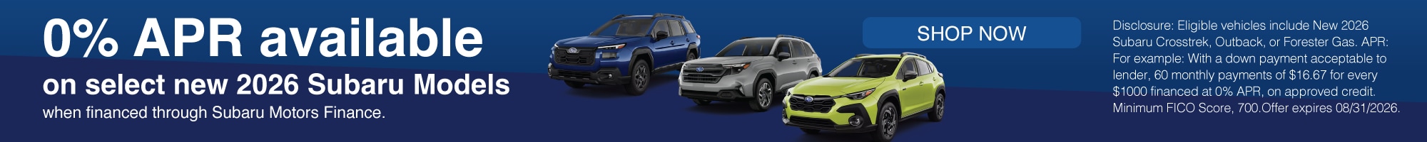 0% APR at Oregon City Subaru