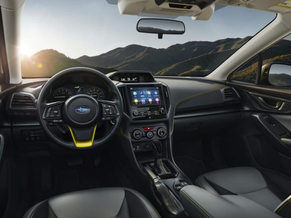 Yellow-and-Gray-Subaru-Crosstrek-Interior.png Crosstrek interior dashboard and steering area