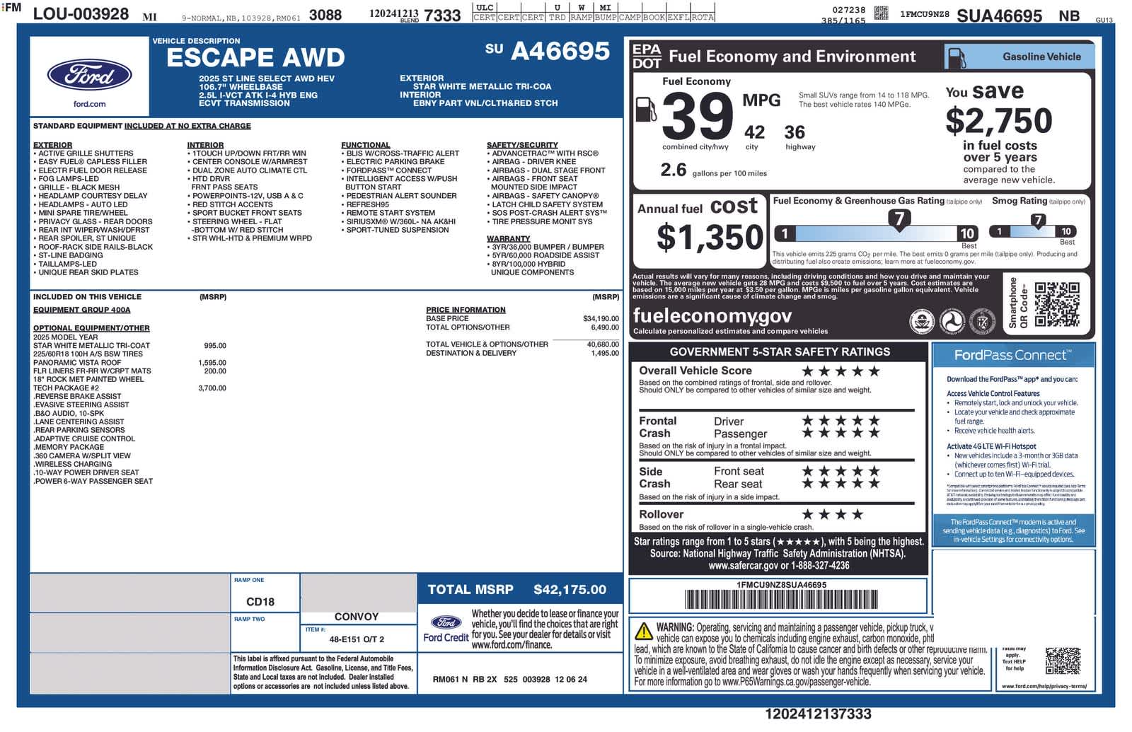 2025 Ford Escape ST-Line Select 5