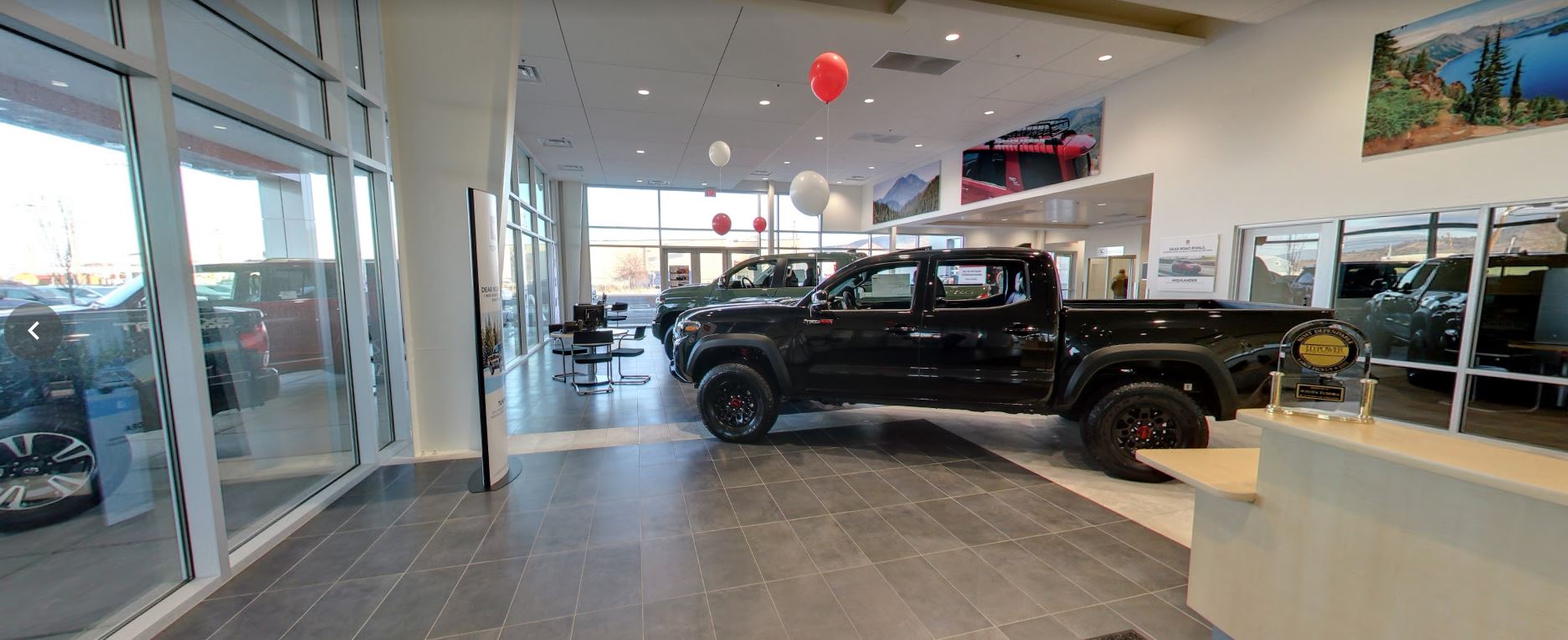 Klamath Falls Toyota show room with a black pick-up truck