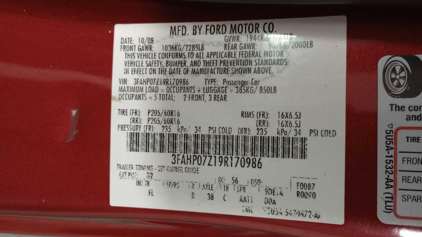 2009 Ford Fusion SE 11