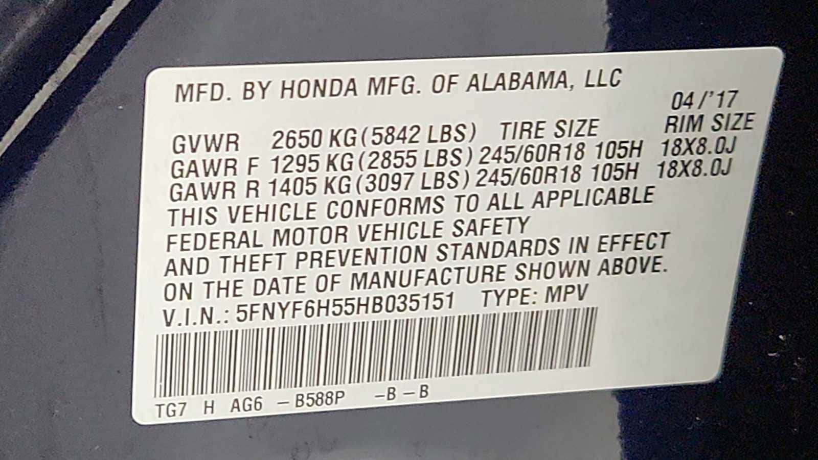 Thumbnail: 2017 Honda Pilot - 11