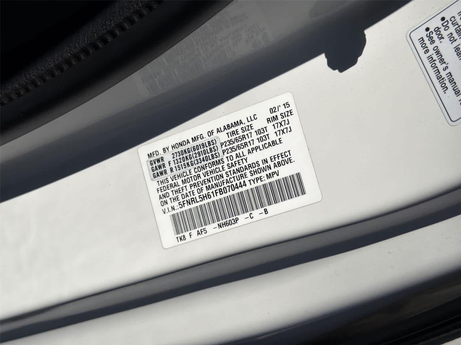 Thumbnail: 2015 Honda Odyssey - 22