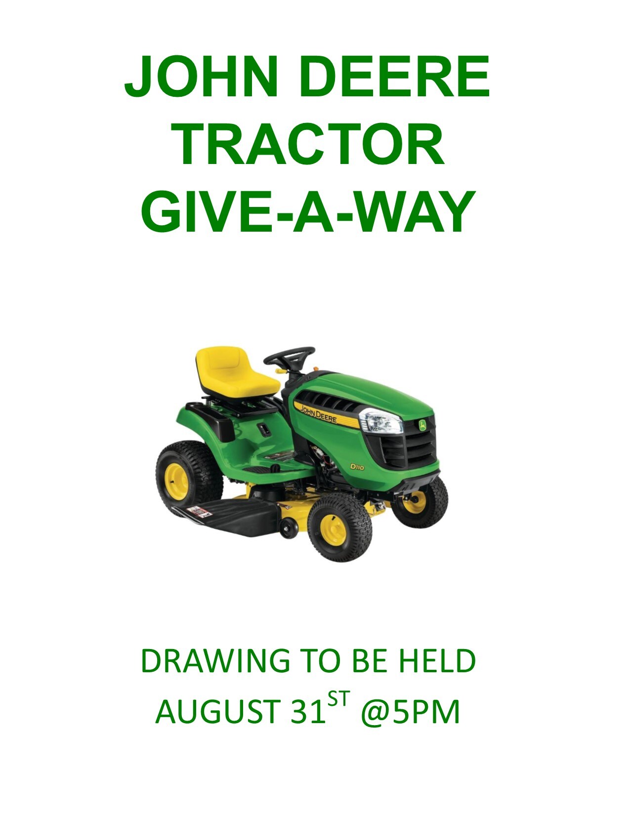 John Deere Tractor Giveaway Lochmandy Motors