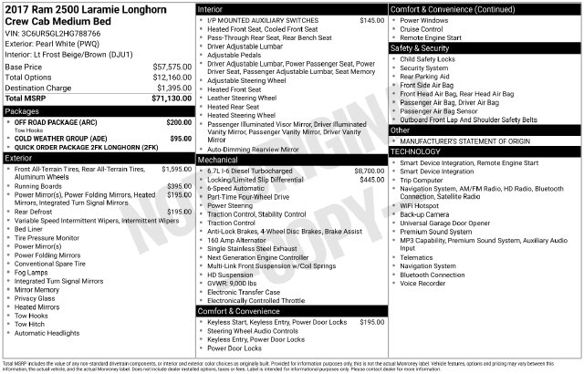 Used 2017 Ram 2500 Longhorn Truck Crew Cab