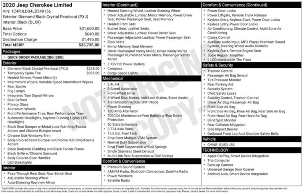 Used 2020 Jeep Cherokee Limited SUV