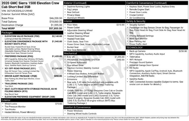Used 2020 GMC Sierra 1500 Elevation Truck Crew Cab
